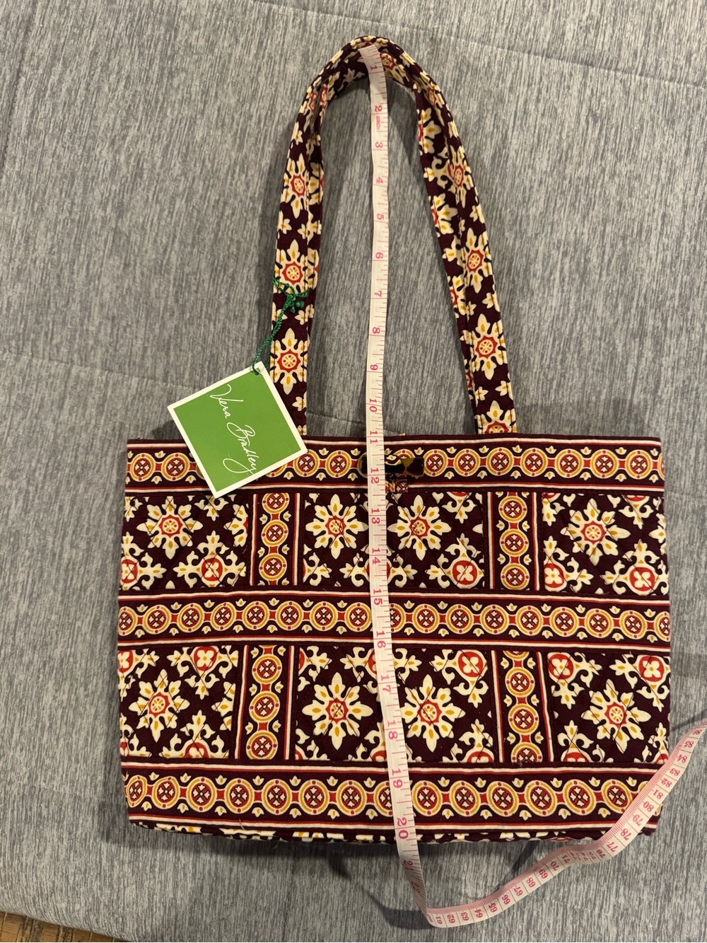 Vera Bradley Burgundy Floral Patterned Quilted Tote